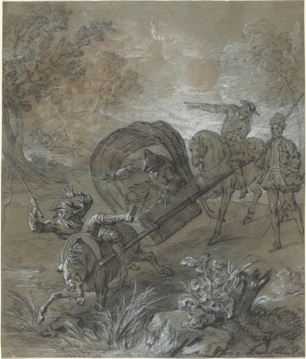 La Rancune bir sedyede, bataklıkta vuruldu by Jean Baptiste Oudry