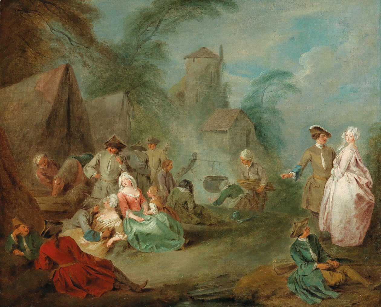 Bir askeri kamp. by Jean Baptiste Pater