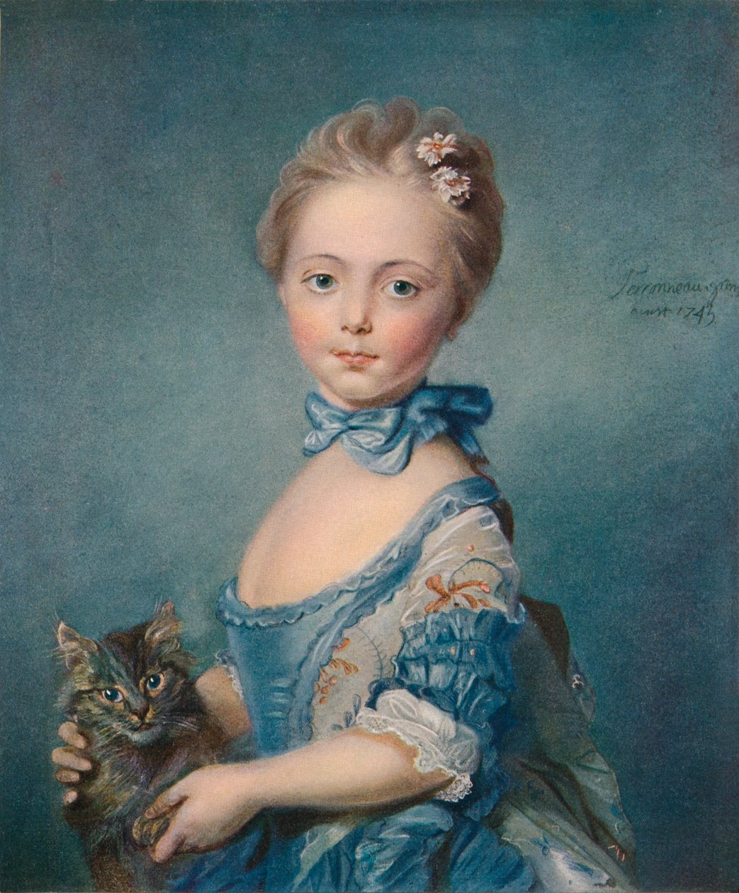 Yavru Kedili Bir Kız, 1743, 1902 by Jean Baptiste Perronneau