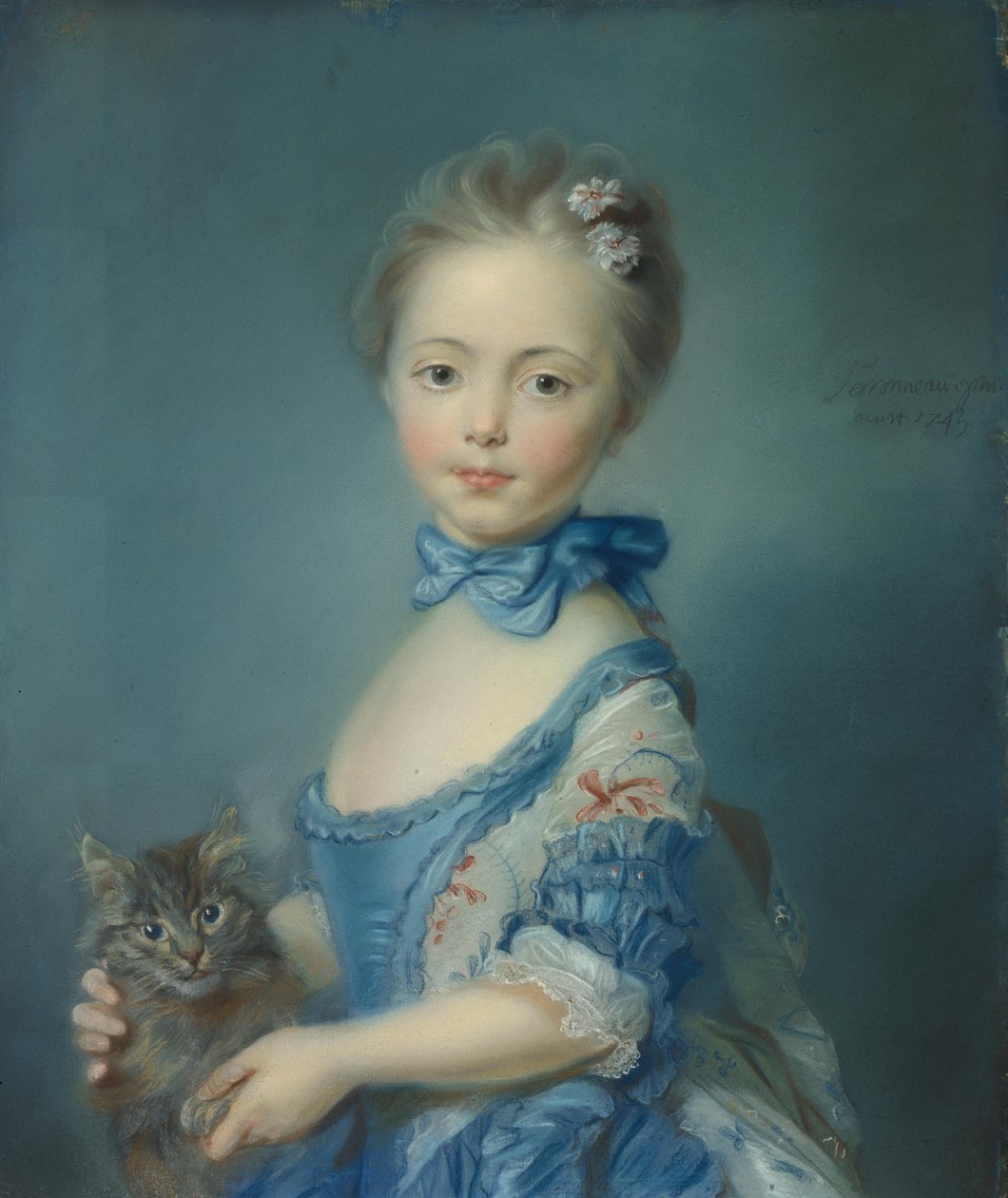 Yavru Kedili Kız, 1745 by Jean Baptiste Perronneau