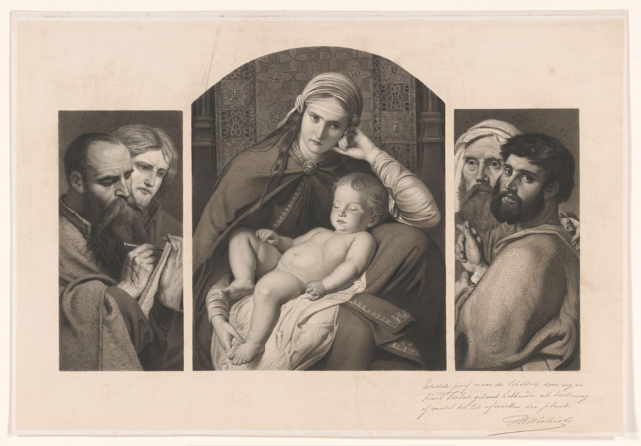 Üç Parçalı: Kucağında İsa ile Meryem ve iki havariden oluşan iki grup by Jean Baptiste Pierre Michiels (signed by artist)