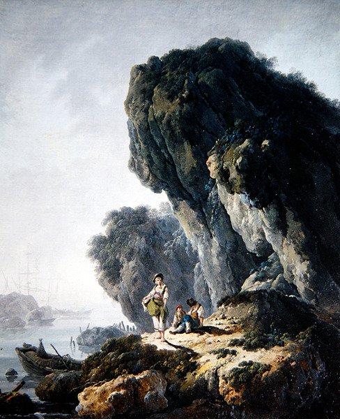 Kaya Üzerinde Figürlerle Bir Sahil Manzarası (tuval üzerine yağlı boya) by Jean Baptiste Pillement