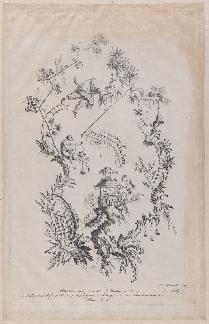 Çin Süsleri Yeni Bir Kitap. J. Pillement, 1755 tarafından icat edildi ve kazındı, by Jean Baptiste Pillement