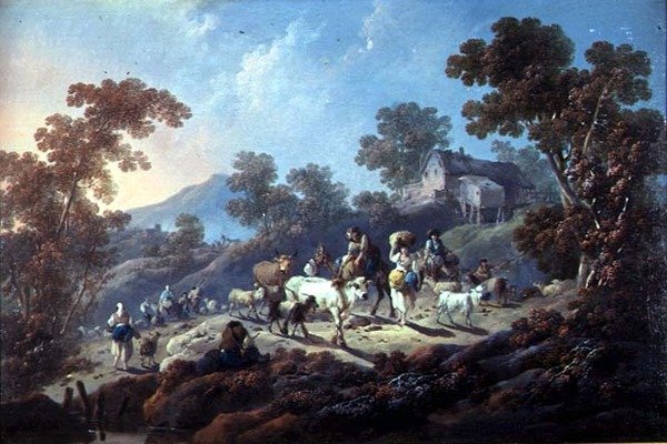 Kayalık Ağaçlık Bir Manzara (tuval üzerine yağlı boya) by Jean Baptiste Pillement