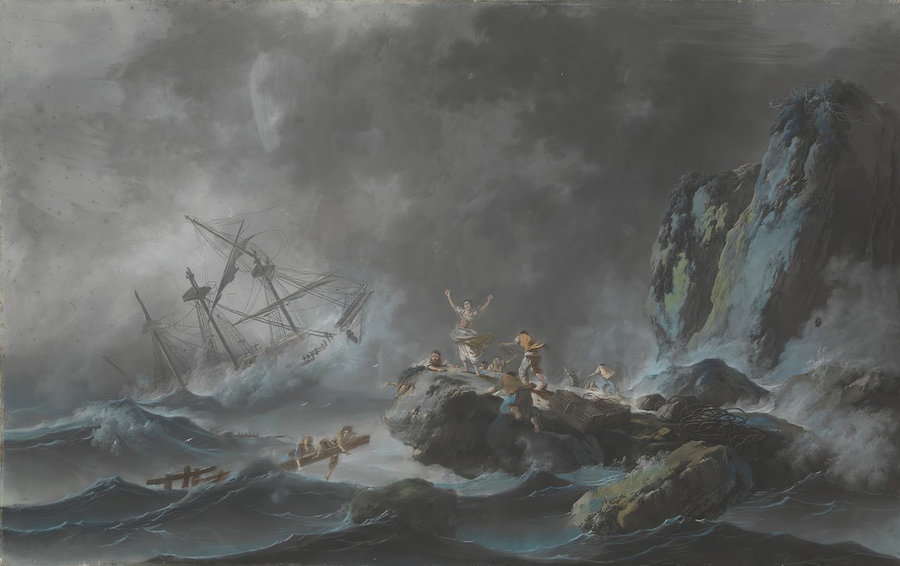 Fırtınada Bir Gemi Enkazı, 1782. by Jean Baptiste Pillement
