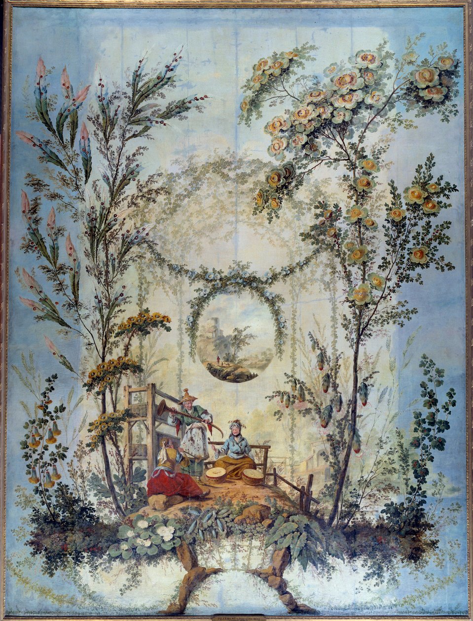 Chinoiserie: Jean Pillement (1728-1808) tarafından yönetilen bir Çin sahnesini temsil eden dekoratif panel by Jean Baptiste Pillement