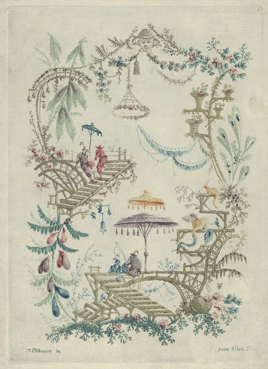 Çin Arabesk Defterlerinin Yeni Paketinden Chinoiserie, 1790-99. by Jean Baptiste Pillement