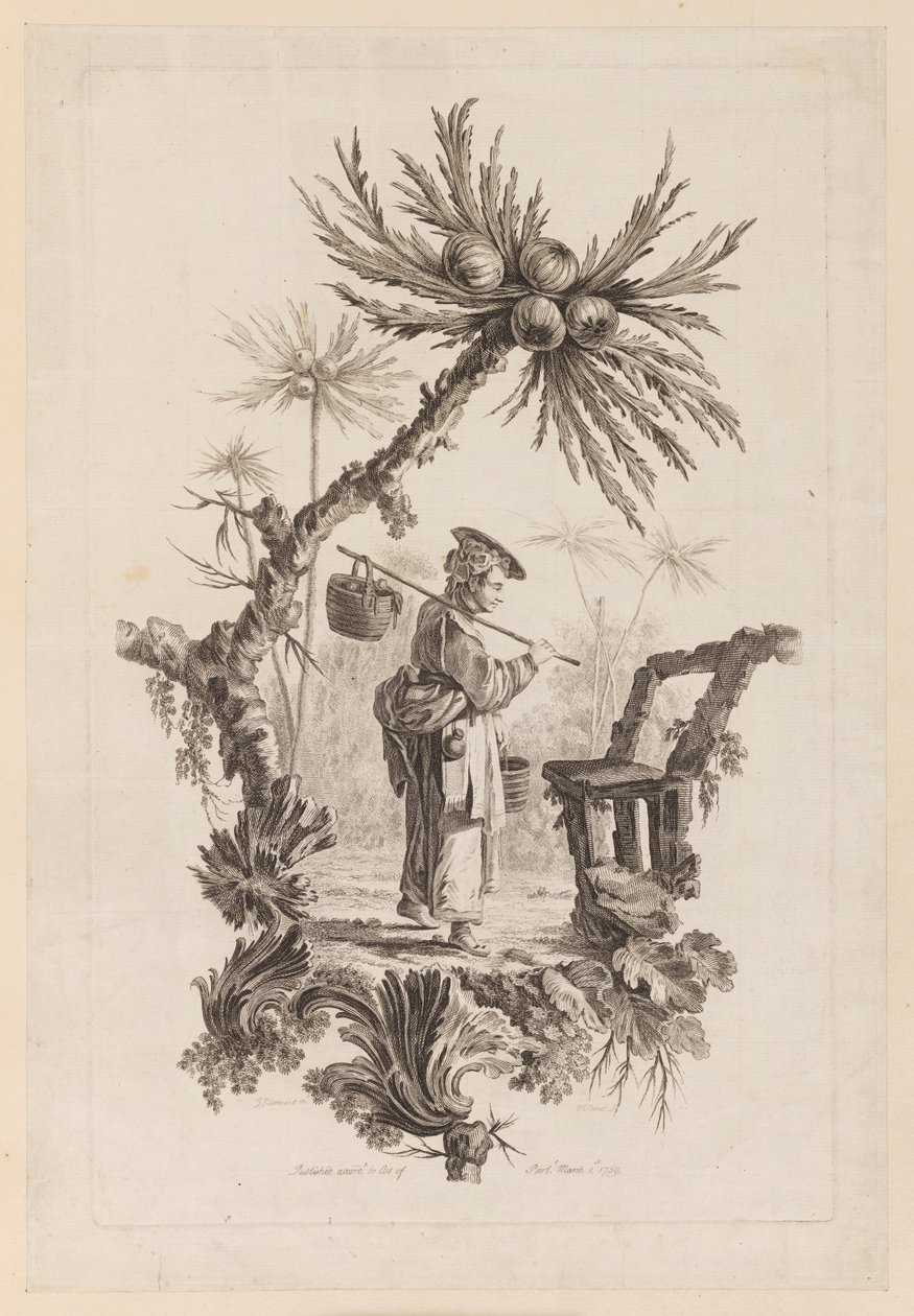Dal Altında Sepetli Figür by Jean Baptiste Pillement