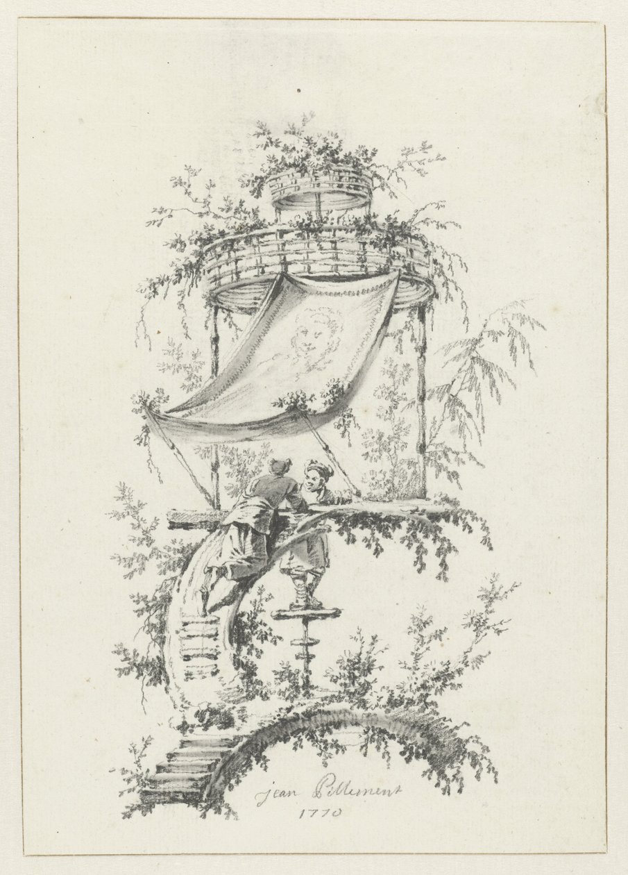 Chinoiserie tarzında süs kompozisyonu Deuxième Cahier de six Baraques Chinoises için chinoiserie tarzında süs tasarımları (seri başlığı) by Jean Baptiste Pillement