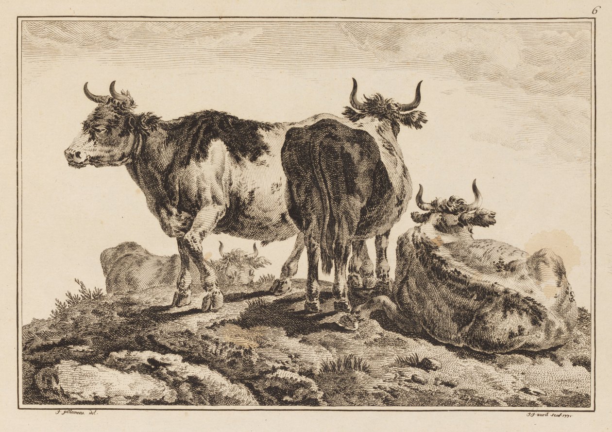Plaka 6, "Altı Yaprak Öküz ve İnek Defterinden" by Jean Baptiste Pillement