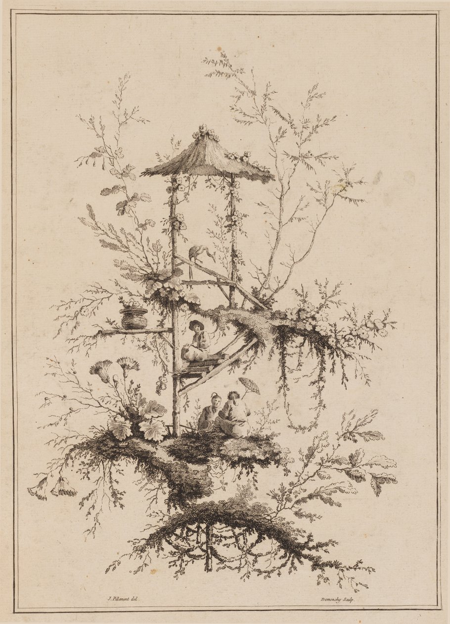 Chinoiserie Temsilleri Setinden Plaka by Jean Baptiste Pillement