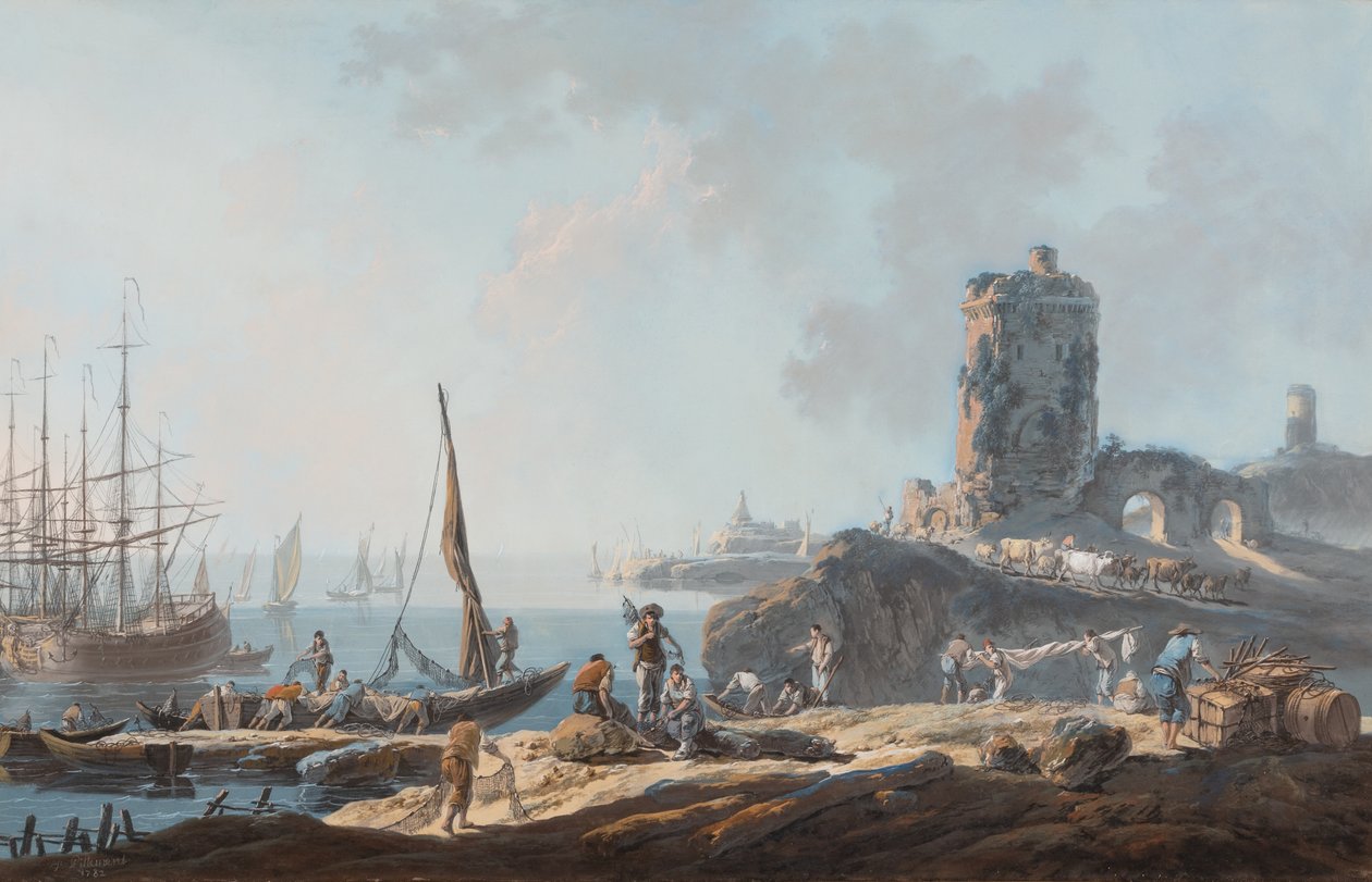 Sakin Havada Liman Manzarası by Jean Baptiste Pillement