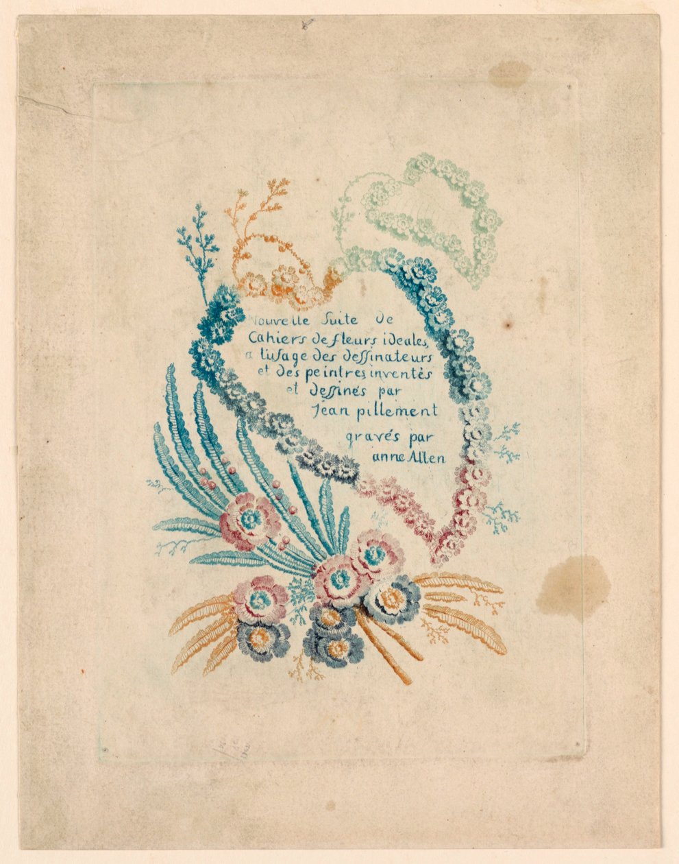 "Nouvelle Suitte de Cahiers de fleurs iéales" için başlık sayfası by Jean Baptiste Pillement