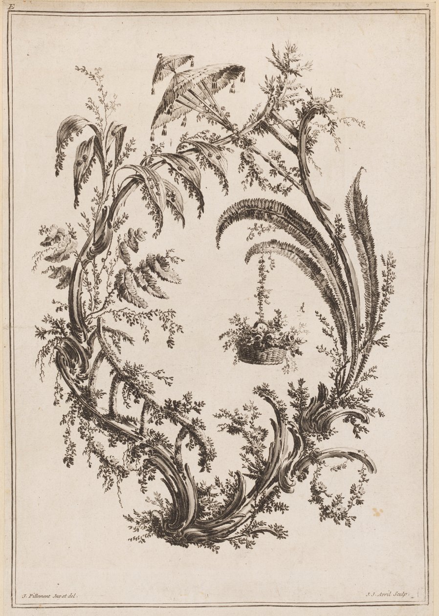 Sepetli ve Şemsiyeli Ağaçlar by Jean Baptiste Pillement