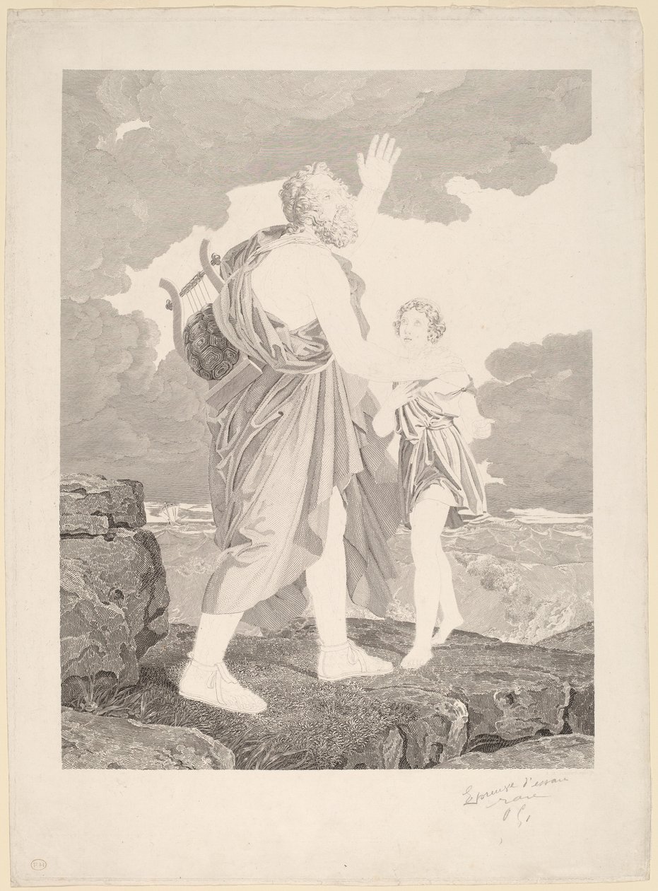 Kör Homeros by Jean Baptiste Raphael Urbain Massard, after Baron François Gerard