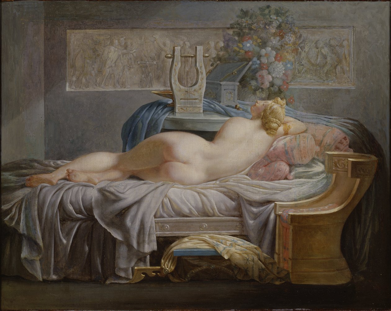 Sappho (MÖ 630-580) - Sappho, Regnault, Jean Baptiste (1754-1829). Tuval üzerine yağlıboya. Boyut: 42x53cm. Ulusal Müze Stockholm by Jean Baptiste Regnault