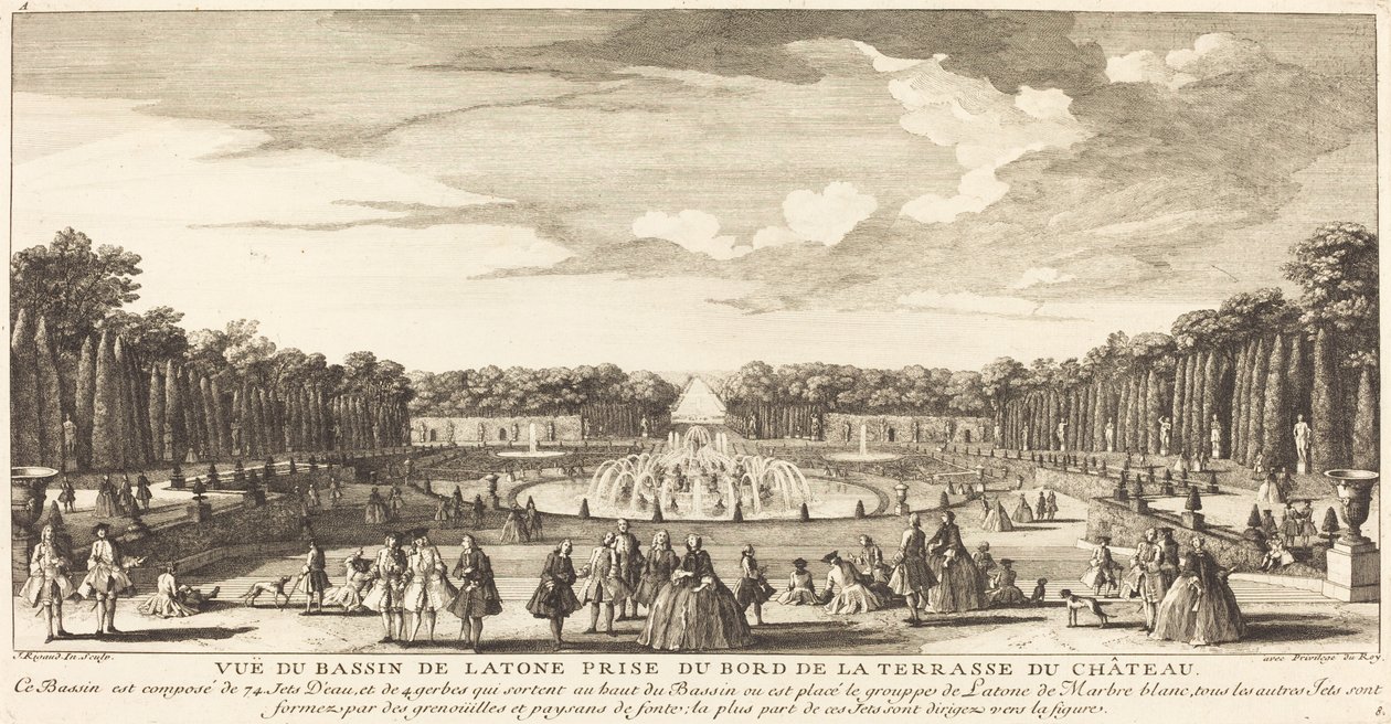 Chateau Terrace Kenarından Çekilen Bassin de Latone Görünümü by Jean Baptiste Rigaud