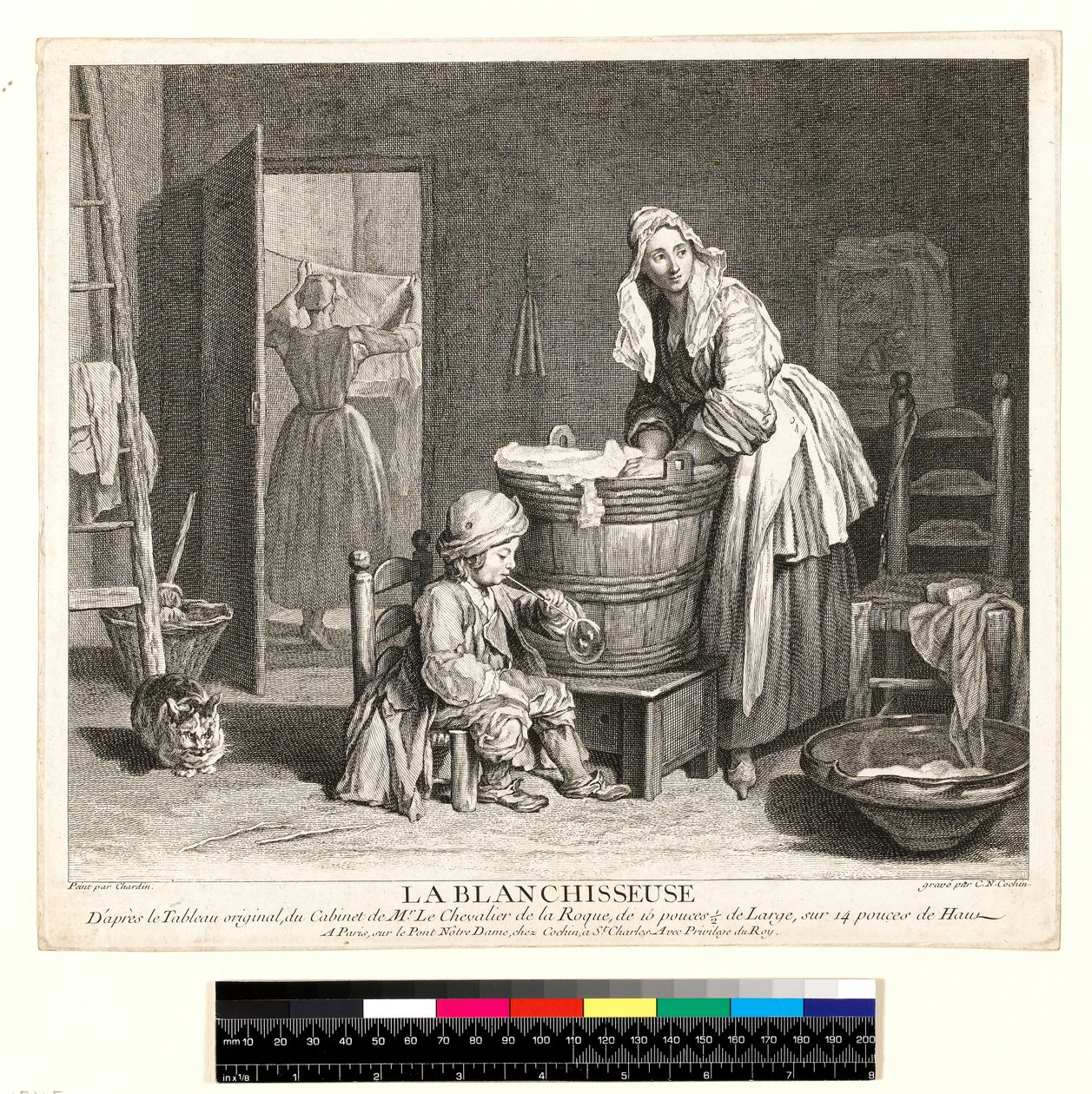 Charles Nicolas Cochin I (1688-1754) 1739 tarafından oyulmuş La Blanchisseuse (gravür ve gravür) by Jean Baptiste Simeon (after) Chardin