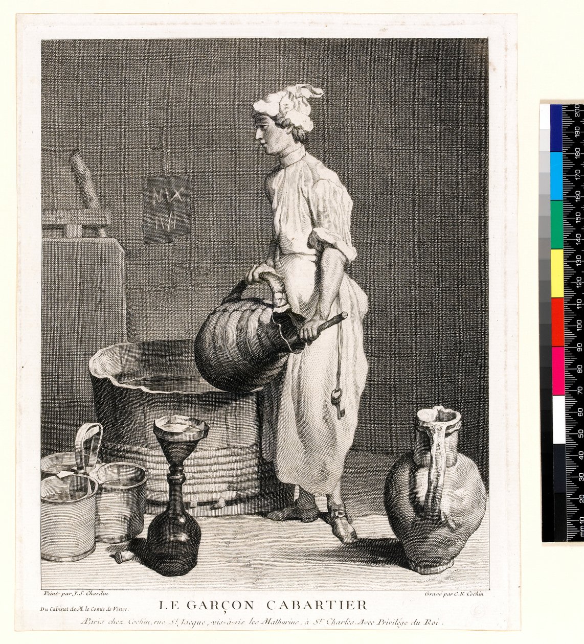 Charles Nicolas Cochin I (1688-1754) 1750 (gravür ve gravür) tarafından oyulmuş Le Garçon Cabaretier (Kilerdeki Çocuğu) by Jean Baptiste Simeon (after) Chardin