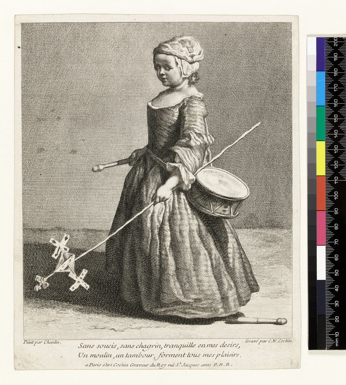 Charles Nicolas Cochin I (1688-1754) 1738 tarafından oyulmuş Genç Asker, (gravür ve gravür) by Jean Baptiste Simeon (after) Chardin