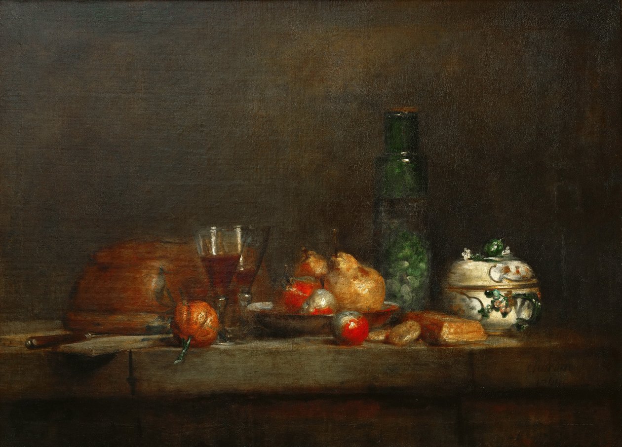 bir kase zeytin by Jean Baptiste Simeon Chardin