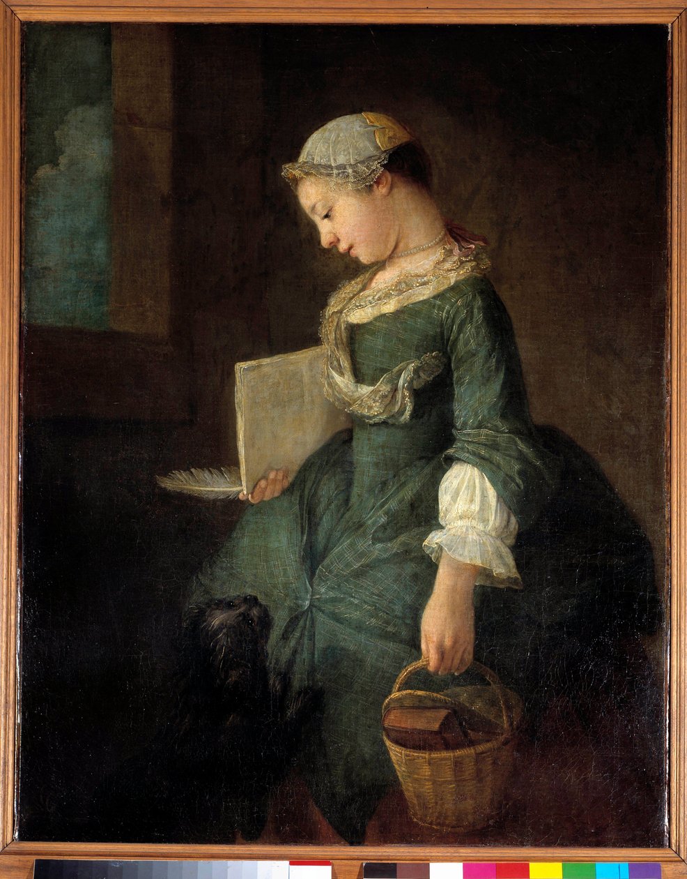 Jean Baptiste Simeon Chardin (1699-1779) 18. yüzyıl Saint Petersburg tarafından genç bir kız öğrenci tablosu. Ermitaj Müzesi by Jean Baptiste Simeon Chardin