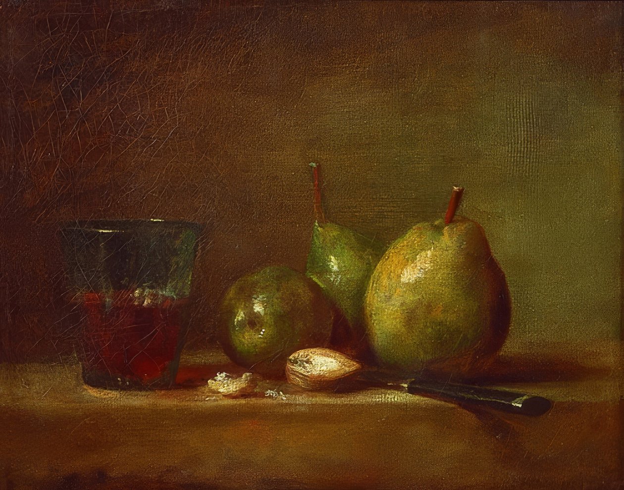 Armut, ceviz ve bir kadeh şarap. 1768 civarında by Jean Baptiste Simeon Chardin