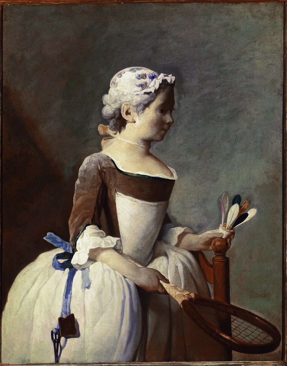 Raketli ve Raketli Kız (tuval üzerine yağlı boya, c.1737) by Jean Baptiste Simeon Chardin