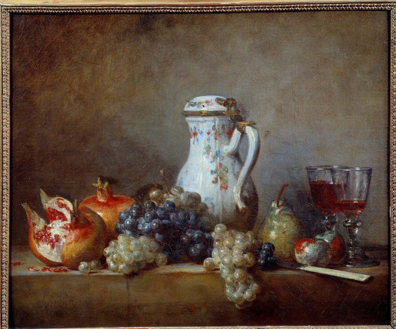 Üzüm ve El Bombası Tablosu Jean Baptiste Simeon Chardin (1699-1779) 1763 Güneş. 0,47x0,57 m - Üzüm ve nar. Jean Baptiste Simeon Chardin