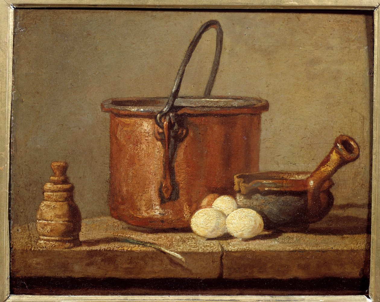 Mutfak eşyaları, kazan, poelon ve yumurta Jean baptiste Simeon Chardin
