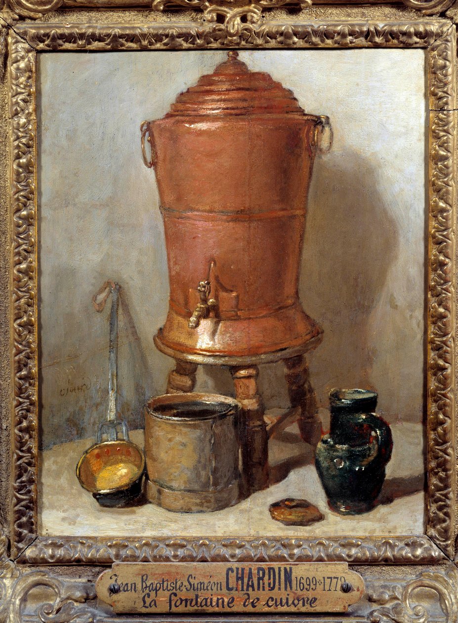 Jean Baptiste Simeon Chardin (1699-1779) 1733 Dim. 0,28x0,23 m - Bakır çeşme. Jean Baptiste Simeon Chardin'in (1699-1779) tablosu by Jean Baptiste Simeon Chardin