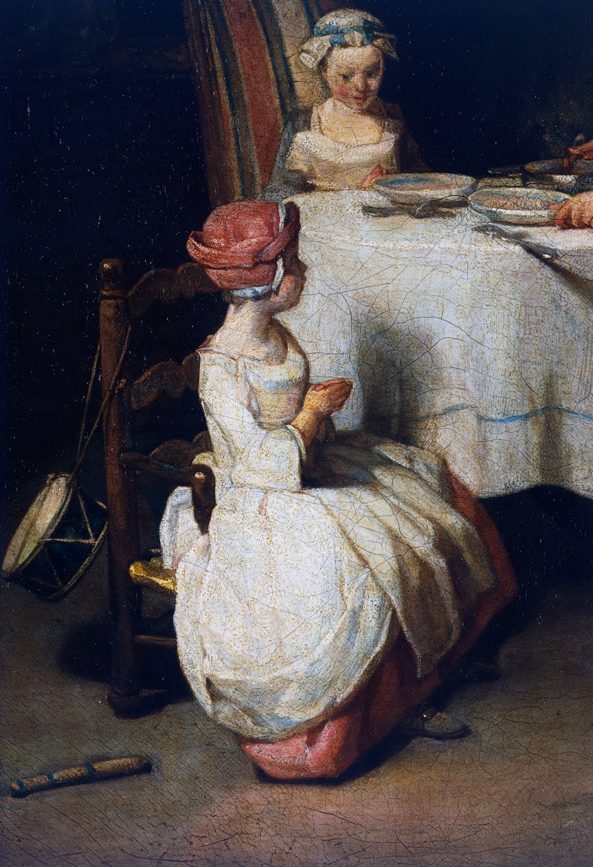 Le Benedicte, c.1740, detay (tuval üzerine yağlı boya) by Jean Baptiste Simeon Chardin