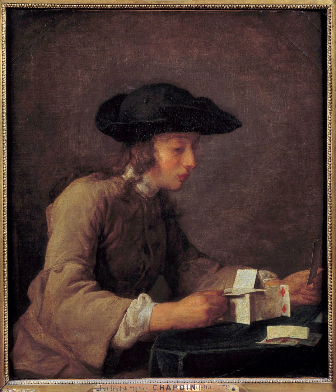 Kartlar Evi Tablosu Jean Baptiste Simeon Chardin (1699-1779) 18. yüzyıl Güneşi. 0.77x0.68m by Jean Baptiste Simeon Chardin