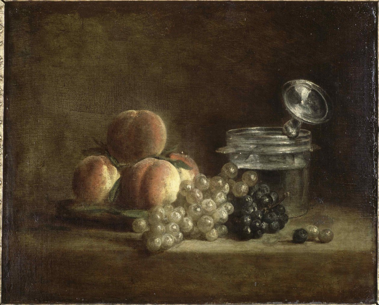 Şeftali ve üzüm. by Jean Baptiste Simeon Chardin