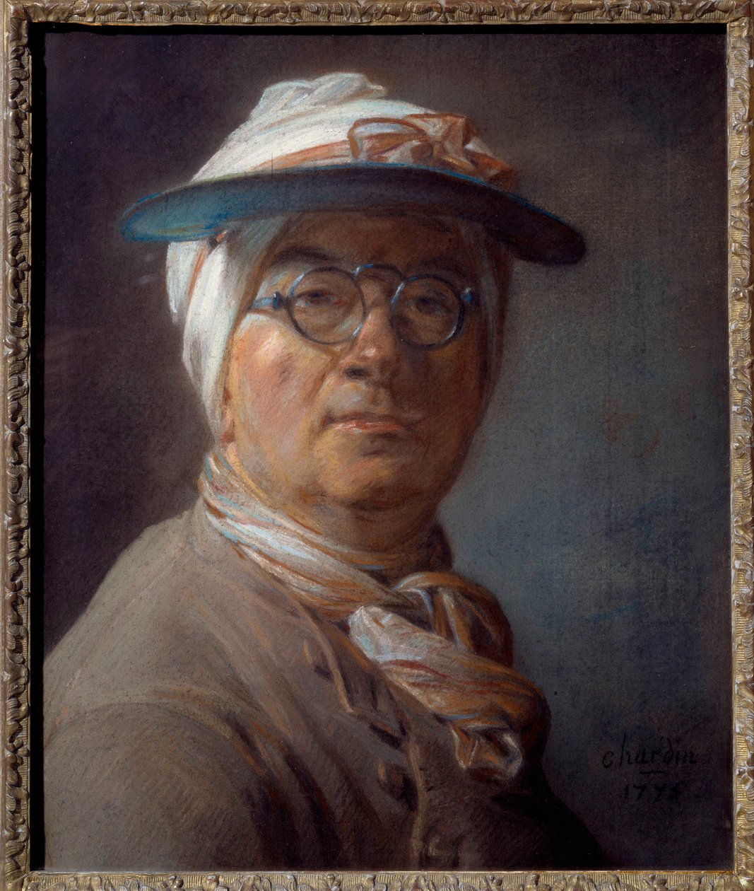 Portre yeşil bir abajur olarak adlandırılan otoportre Jean Baptiste Simeon Chardin (1699-1779) 1775 Sun tarafından Pastel resim. 0,46x0,38 m - Salf portresi (yeşil gölgeli) - Boyama Jean Baptiste Simeon Chardin (1699-1779), kağıt üzerine pastel (46x38 cm) by Jean Baptiste Simeon Chardin