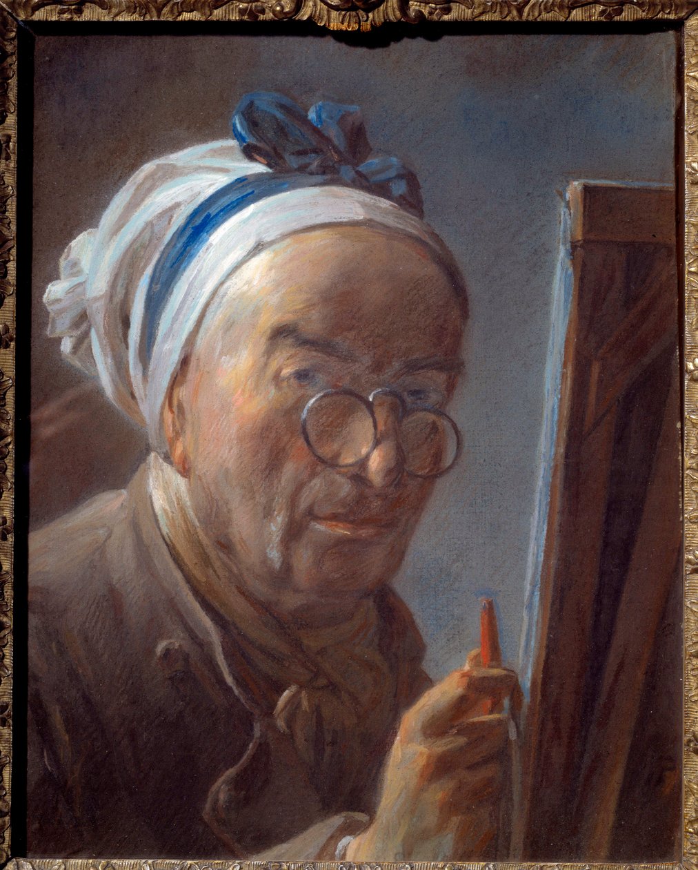 Jean the Baptist Simeon Chardin (1699-1779) 1779 tarafından yapılmış Şövalede Kendi Portre Pastel Tablosu by Jean Baptiste Simeon Chardin