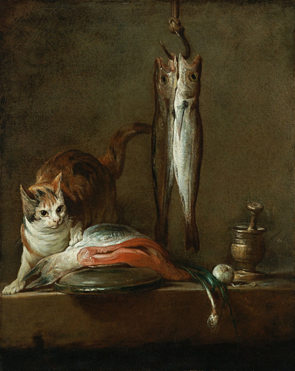 Kedi ve Balık ile Natürmort by Jean Baptiste Simeon Chardin