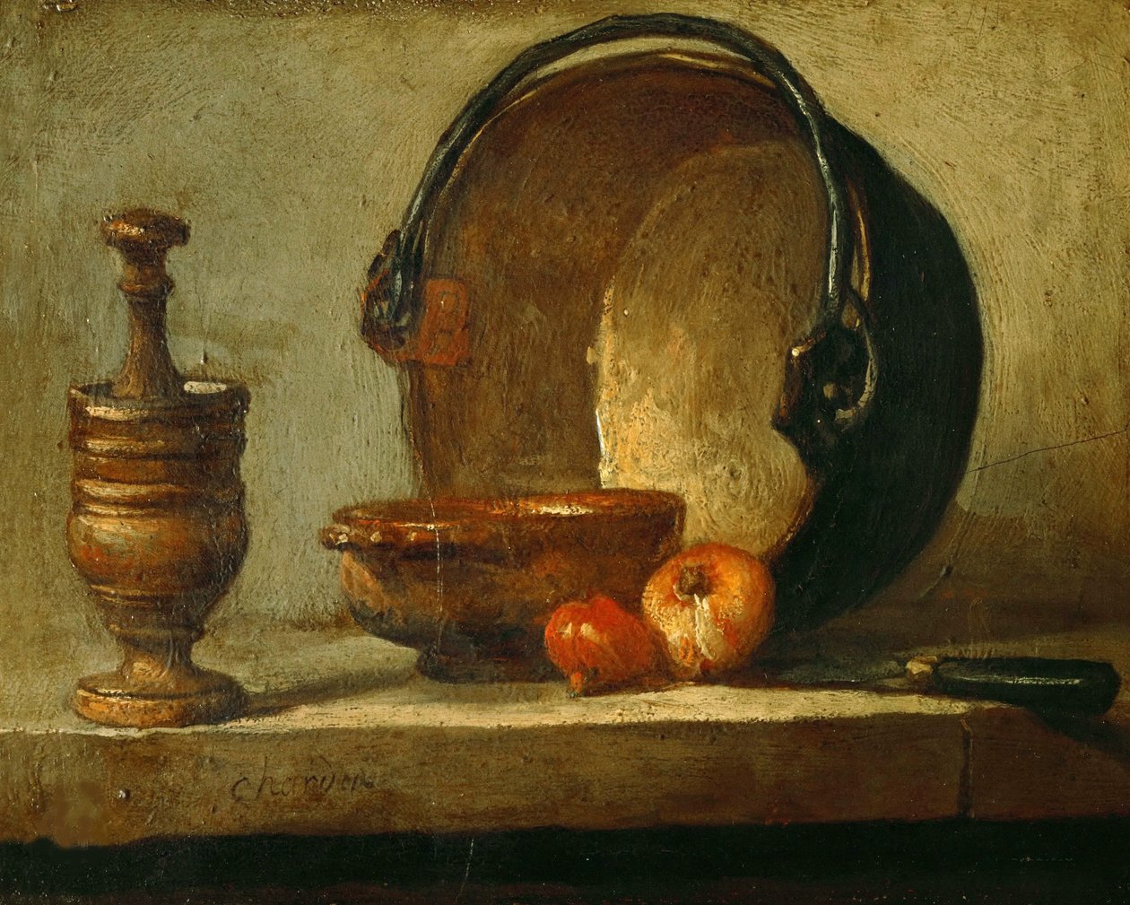 Bakır kazanlı natürmort, 1732. by Jean Baptiste Simeon Chardin
