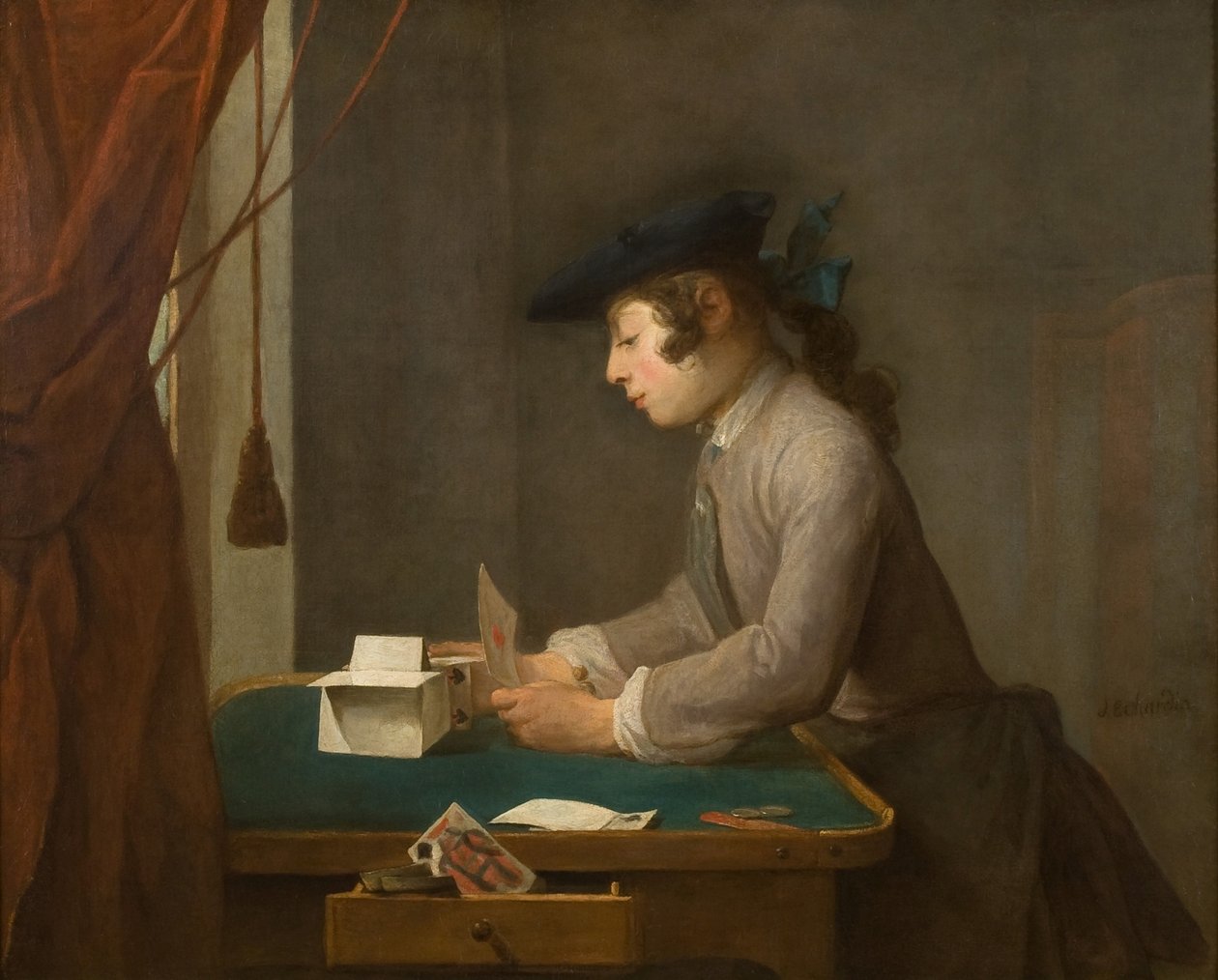 Kartlar Evi, 1735 by Jean Baptiste Simeon Chardin