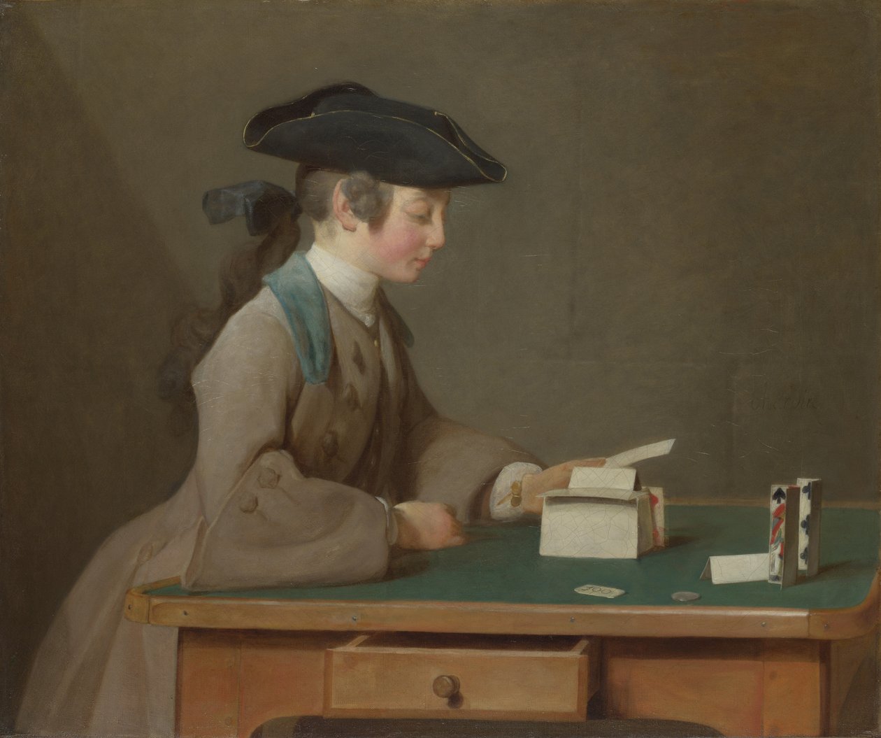 Kartlar Evi, c. 1736 by Jean Baptiste Simeon Chardin