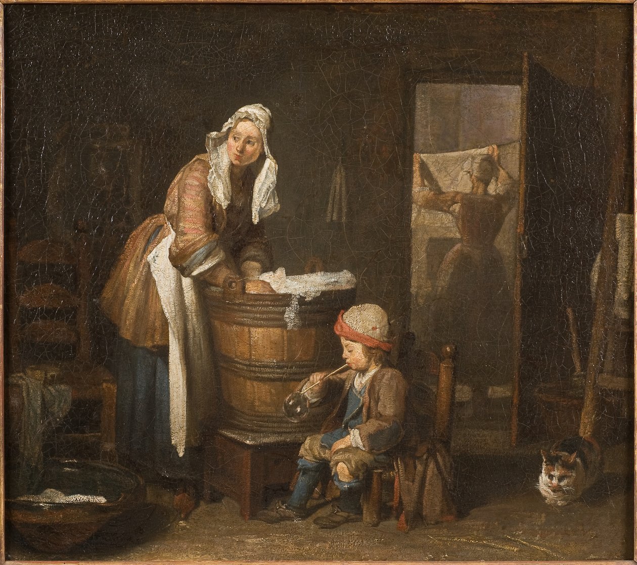 Yıkayıcı kadın (tuval üzerine yağlı boya) by Jean Baptiste Simeon Chardin