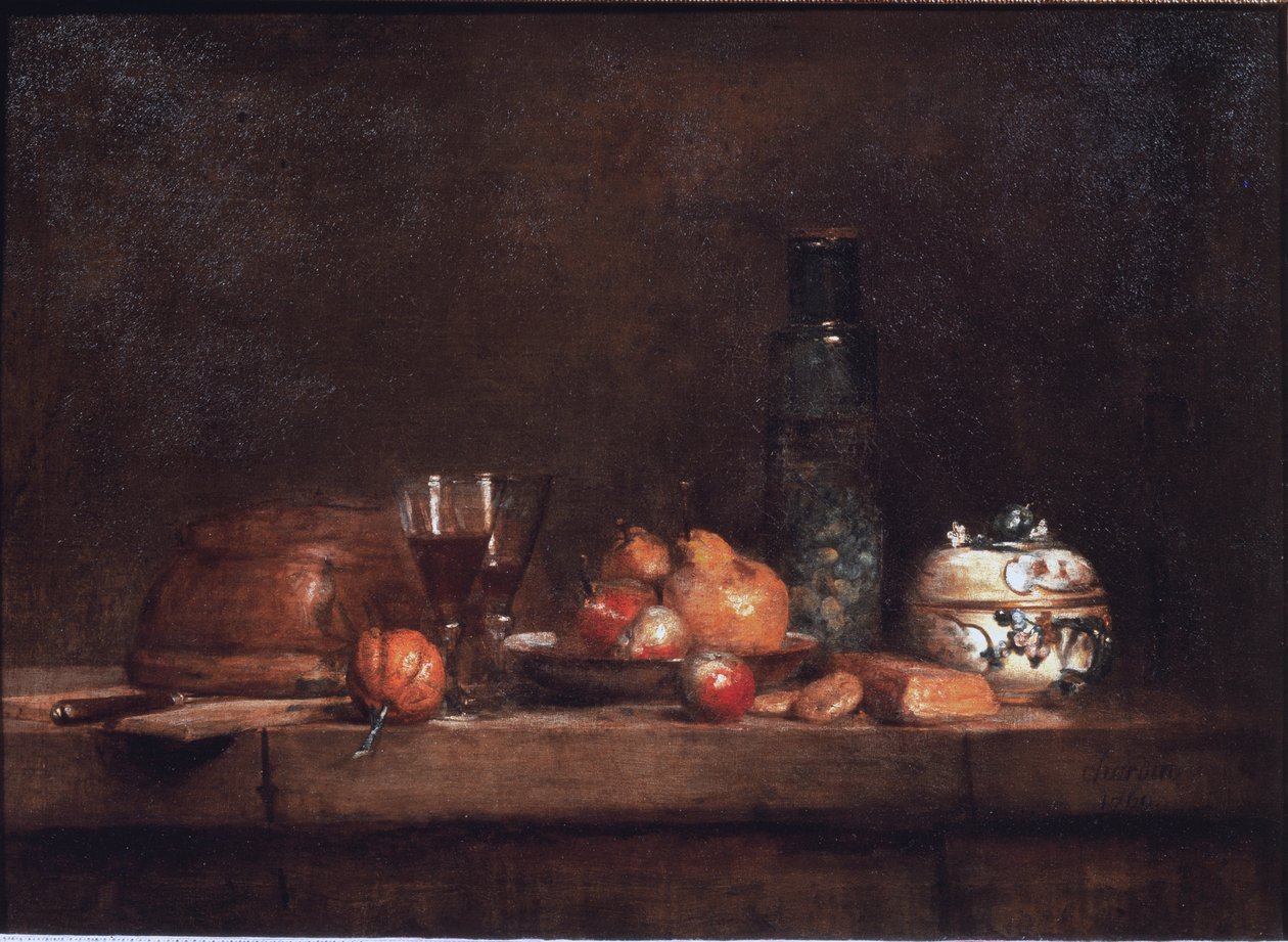 Zeytin kavanozu - Tuval üzerine yağlı boya by Jean Baptiste Simeon Chardin