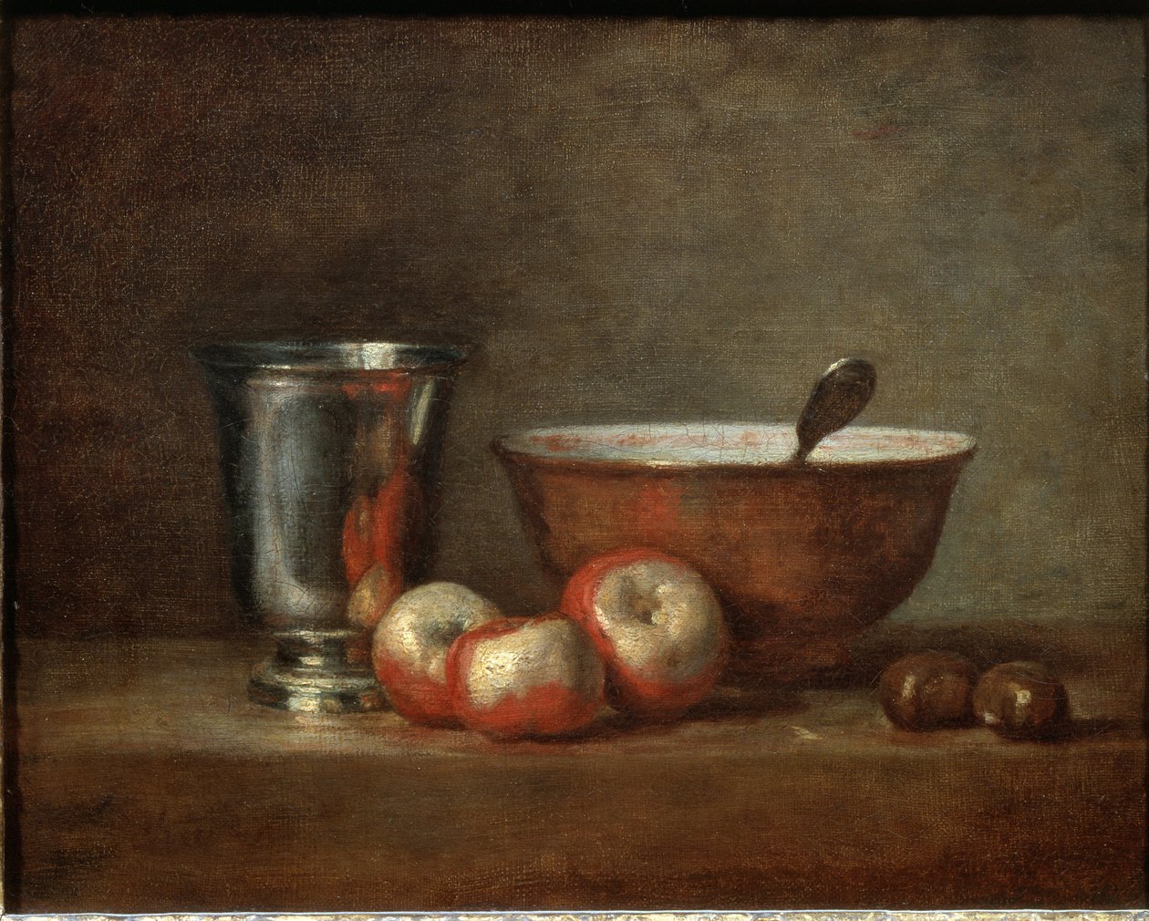 Gümüş kadeh (veya gümüş kupa) - Tuval üzerine yağlı boya by Jean Baptiste Simeon Chardin