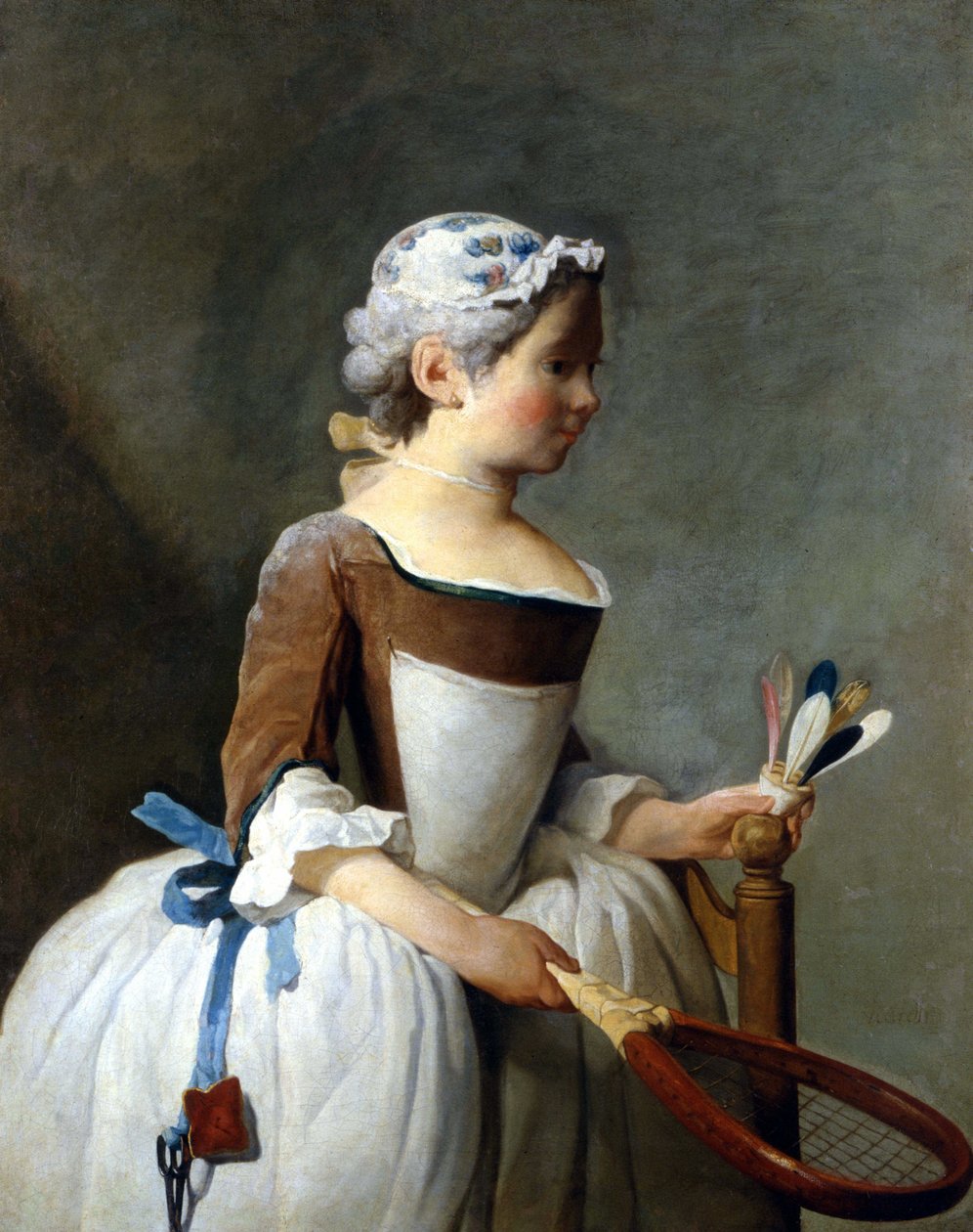 Kar ayakkabılı ve direksiyonlu genç kız, Jean Baptiste Siméon Chardin (1699 - 1779), yağlı boya, Uffizi Müzesi, Floransa. * by Jean Baptiste Simeon Chardin