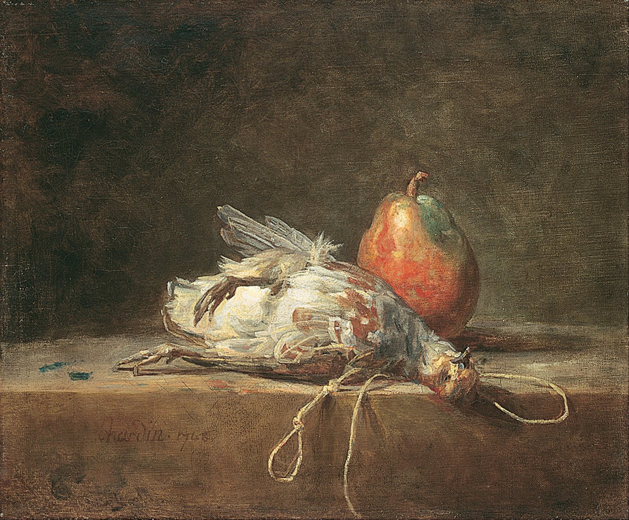 Keklik ve Armut ile Natürmort by Jean Baptiste Simeon Chardin