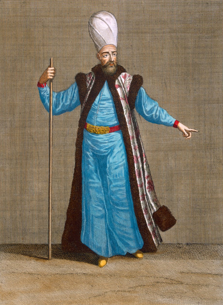 Capidgi-Bachi, Charles de Ferriol tarafından 'Levant'ın Farklı Uluslarını Temsil Eden Yüz Baskı Koleksiyonu'ndan levha 15, Gerard Scotin (1671-1716), 1707-08 (renkli gravür) by Jean Baptiste Vanmour