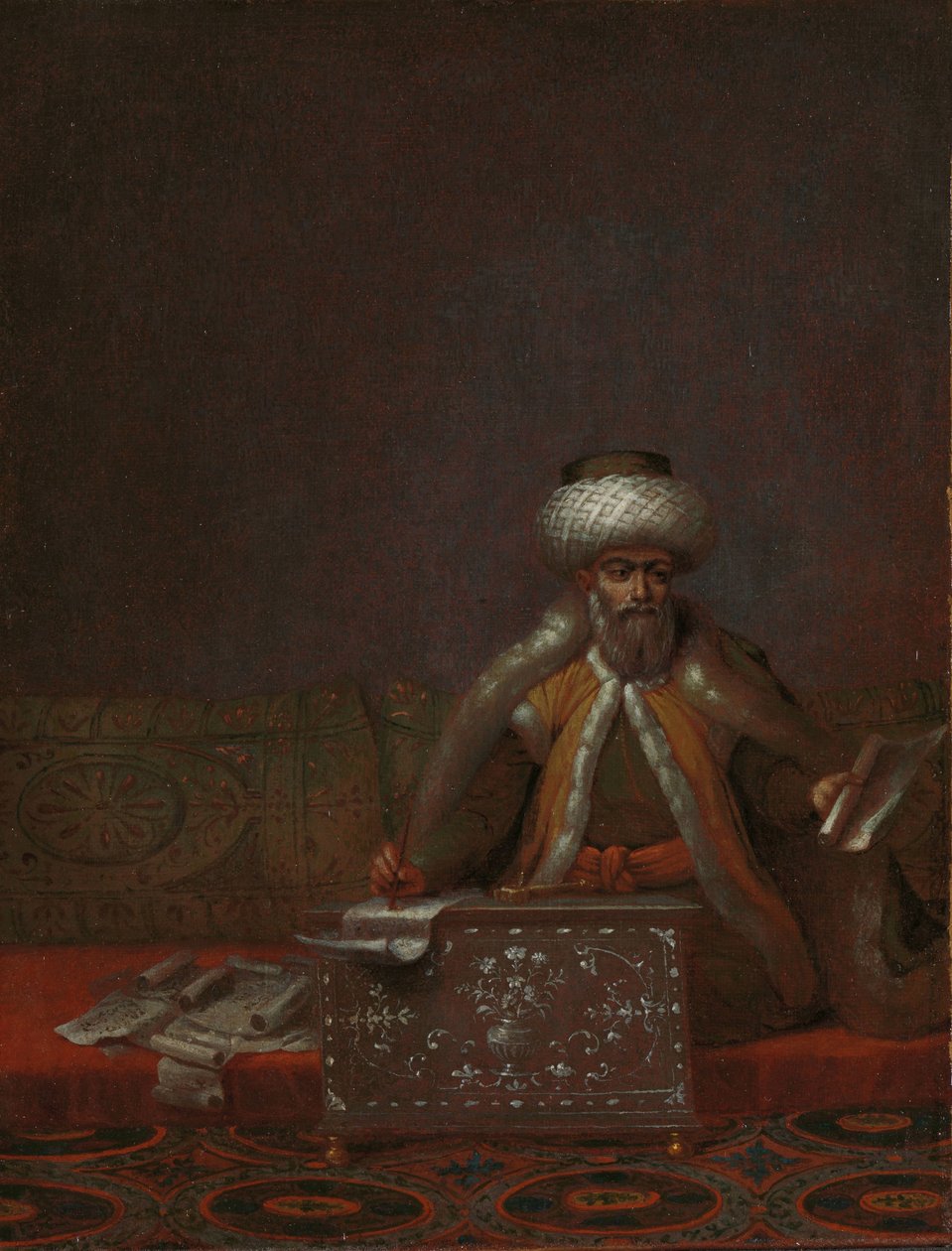 Kançılarya Başkanı Reis Efendi Yolculuk Efendi, Rektörlük Başkanı by Jean Baptiste Vanmour