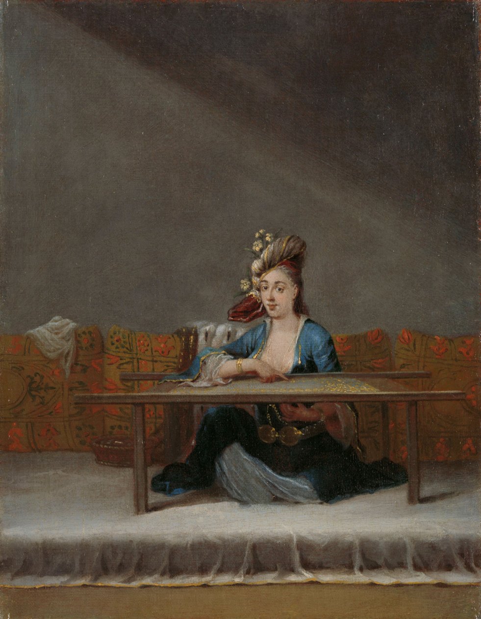 Nakışlı Çerçevesinde Türk Kadını, c.1720-37 by Jean Baptiste Vanmour
