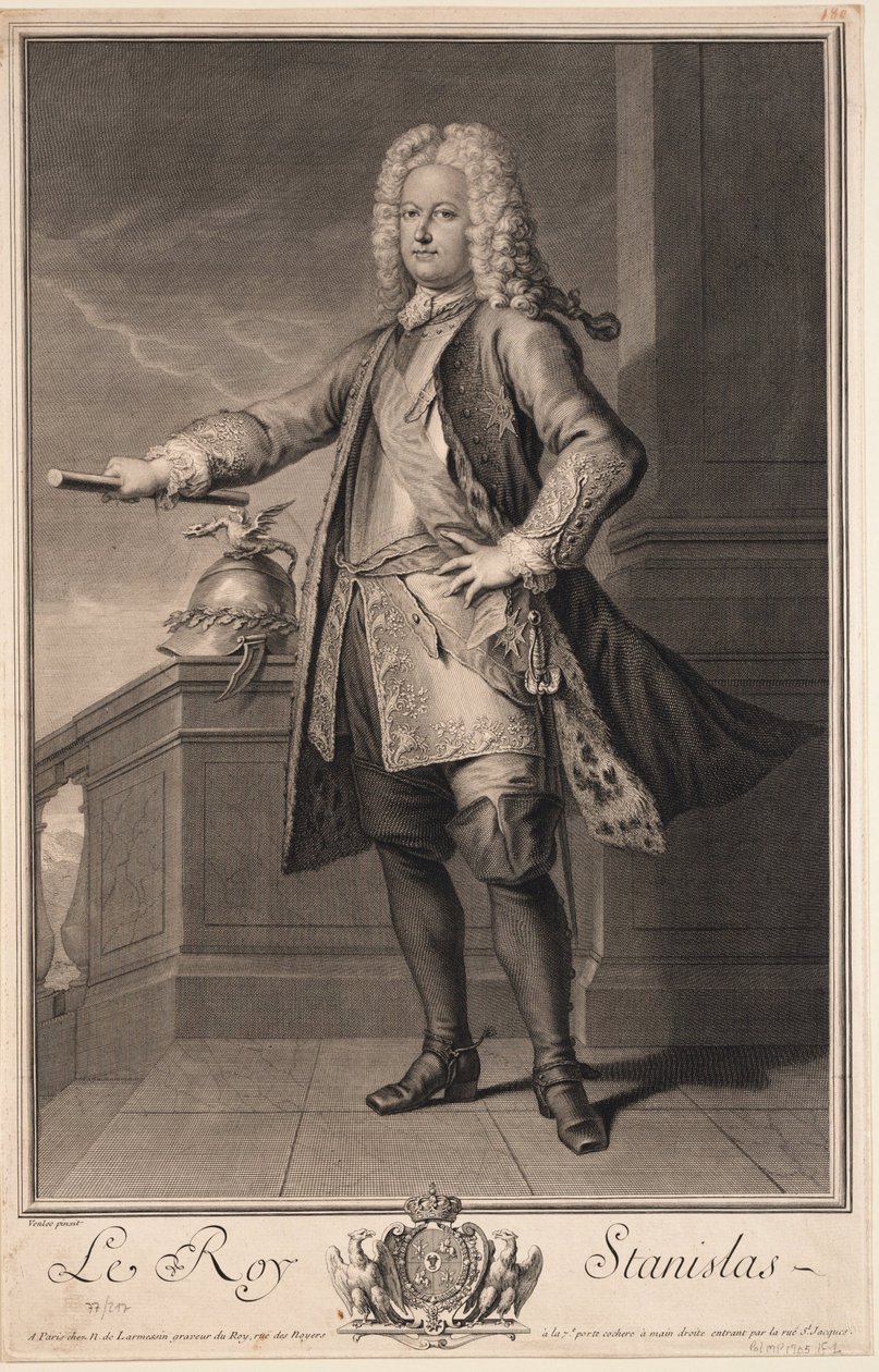 Stanislas Leszczynski (Leczinski), Hayırsever - Stanislaw I Leszczynski (1677-1766), Polonya Kralı - Van Loo, Jean Baptiste (1684-1745) - 1705 - Bakır gravür - 53,5x33 - Özel Koleksiyon by Jean Baptiste van Loo