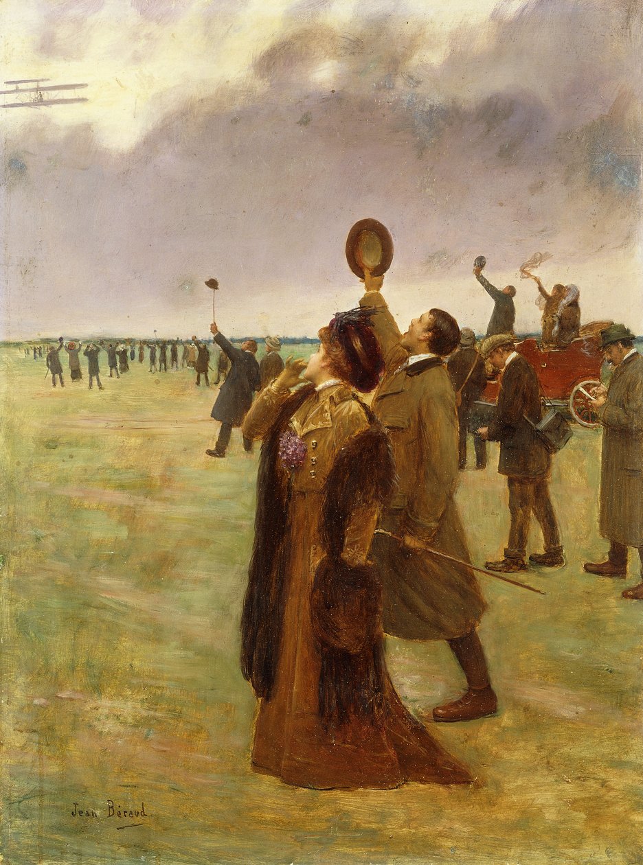 Wright Çift Uçağının Uçuşu; Envole d"un Biplan Type Wright, by Jean Beraud